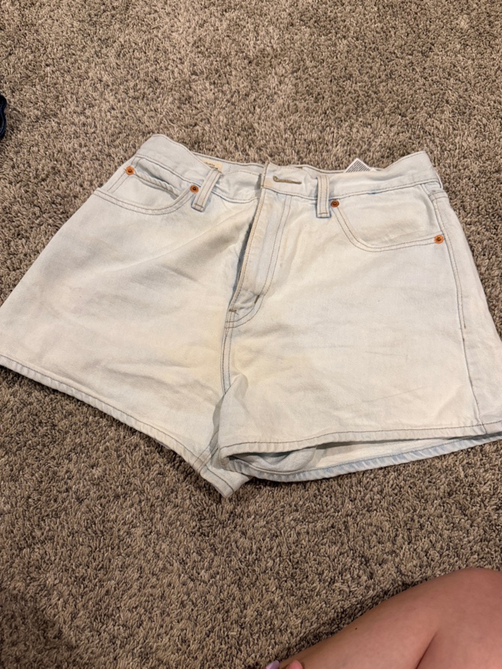 Levi's Light Cream High-Rise Denim Shorts
